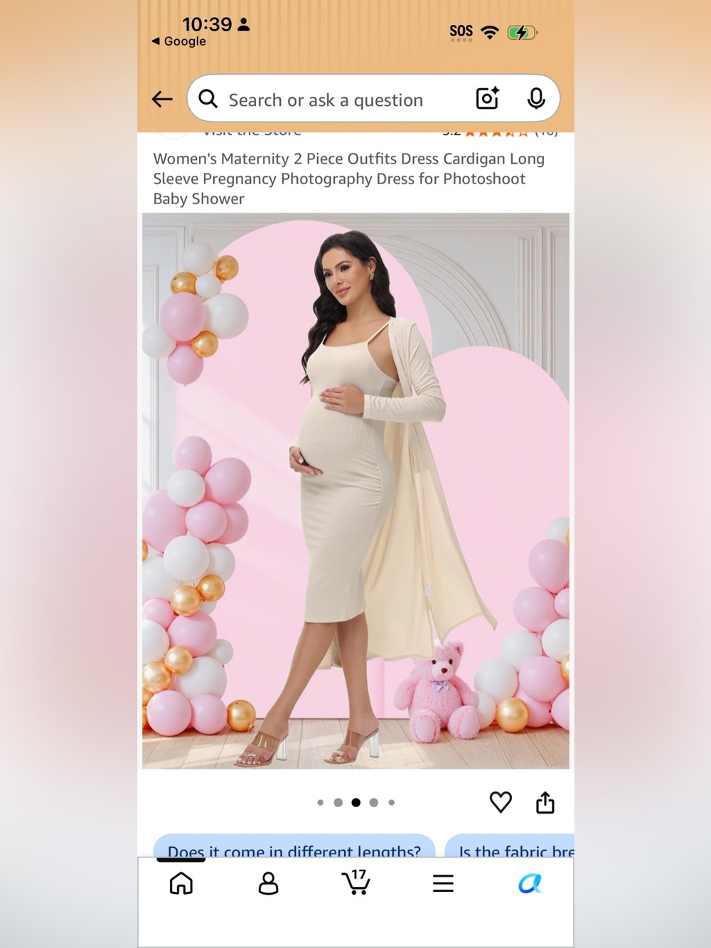 Cream Maternity Midi Dress with Matching Long Cardigan